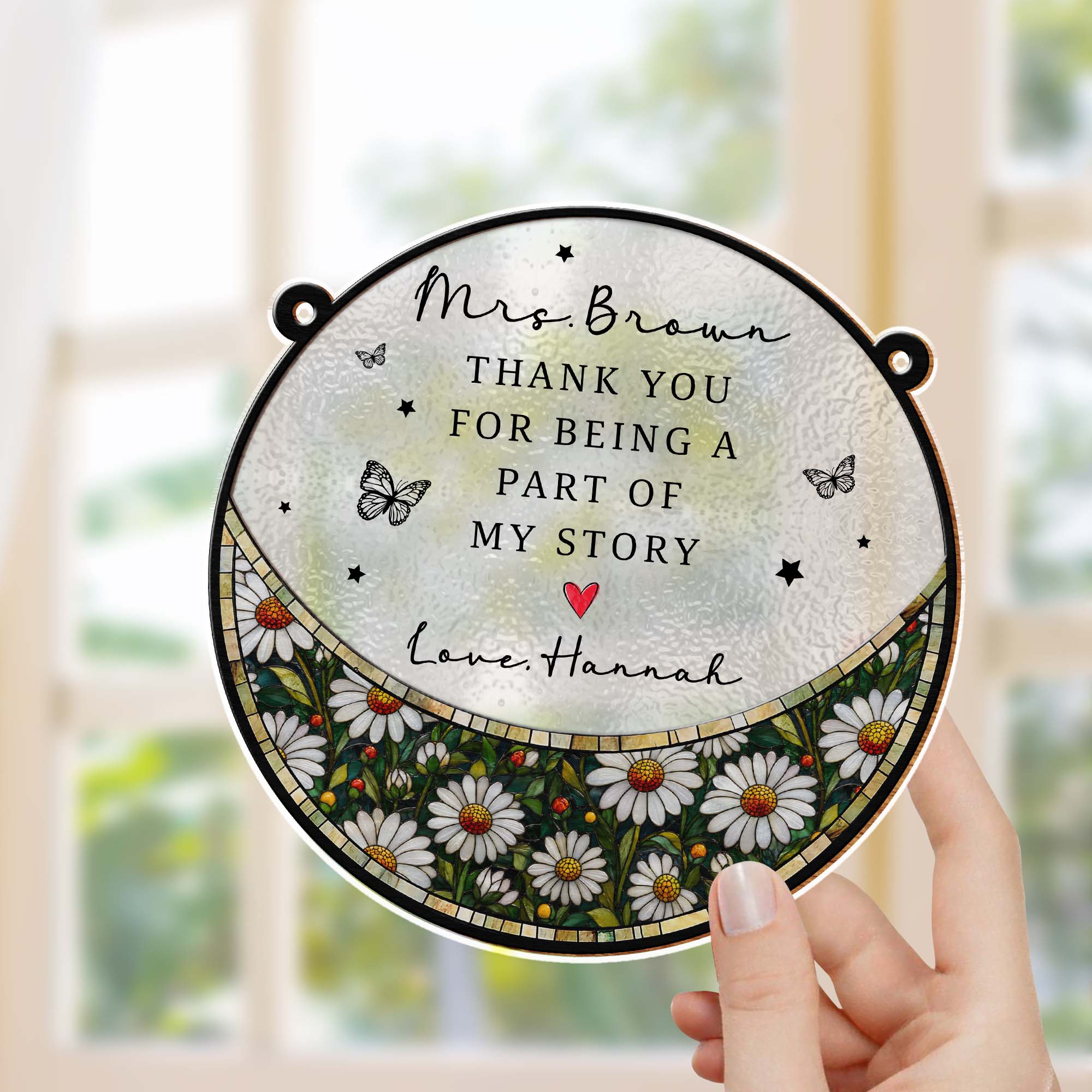 Personalized Stained Glass Suncatcher Custom Teacher Gift