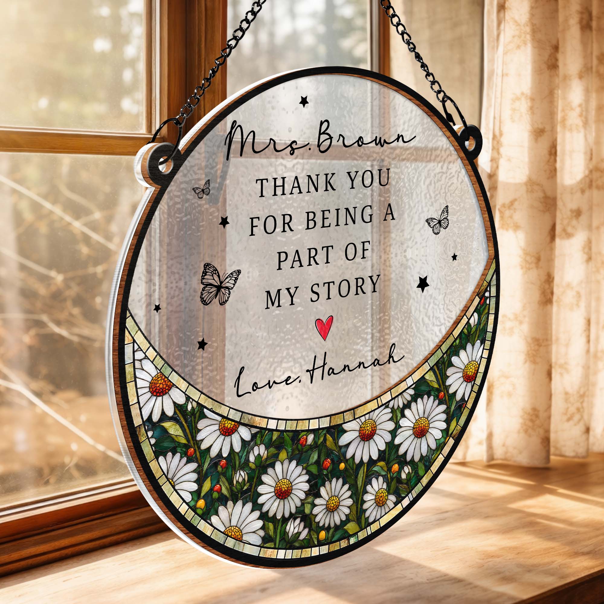 Personalized Stained Glass Suncatcher Custom Teacher Gift