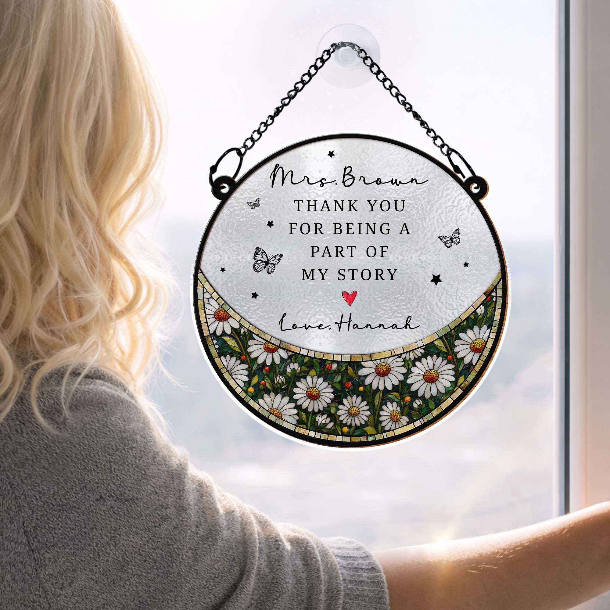 Personalized Stained Glass Suncatcher Custom Teacher Gift