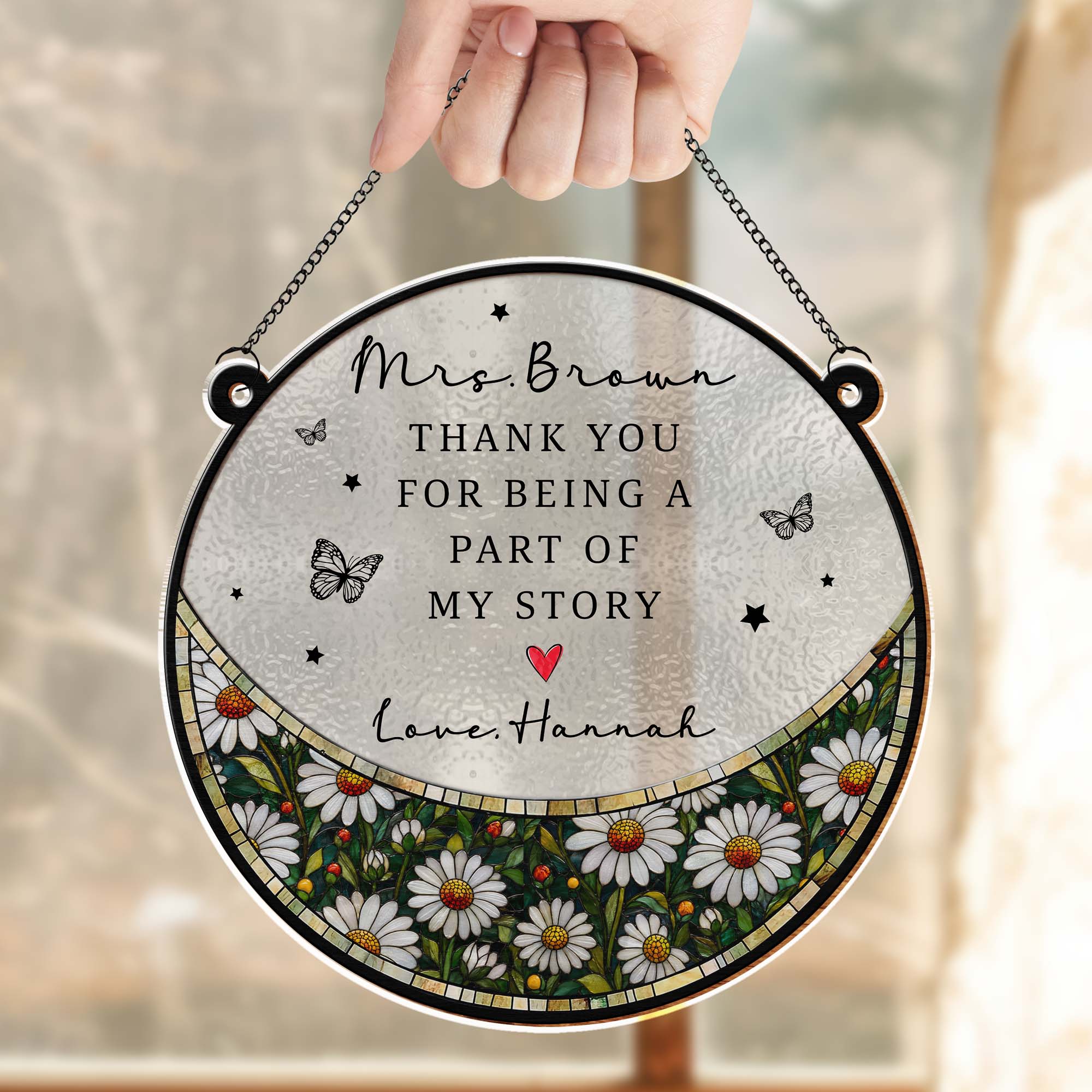Personalized Stained Glass Suncatcher Custom Teacher Gift