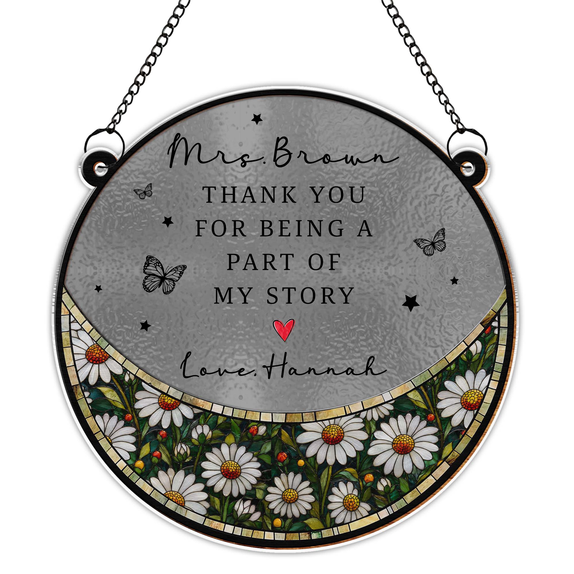 Personalized Stained Glass Suncatcher Custom Teacher Gift