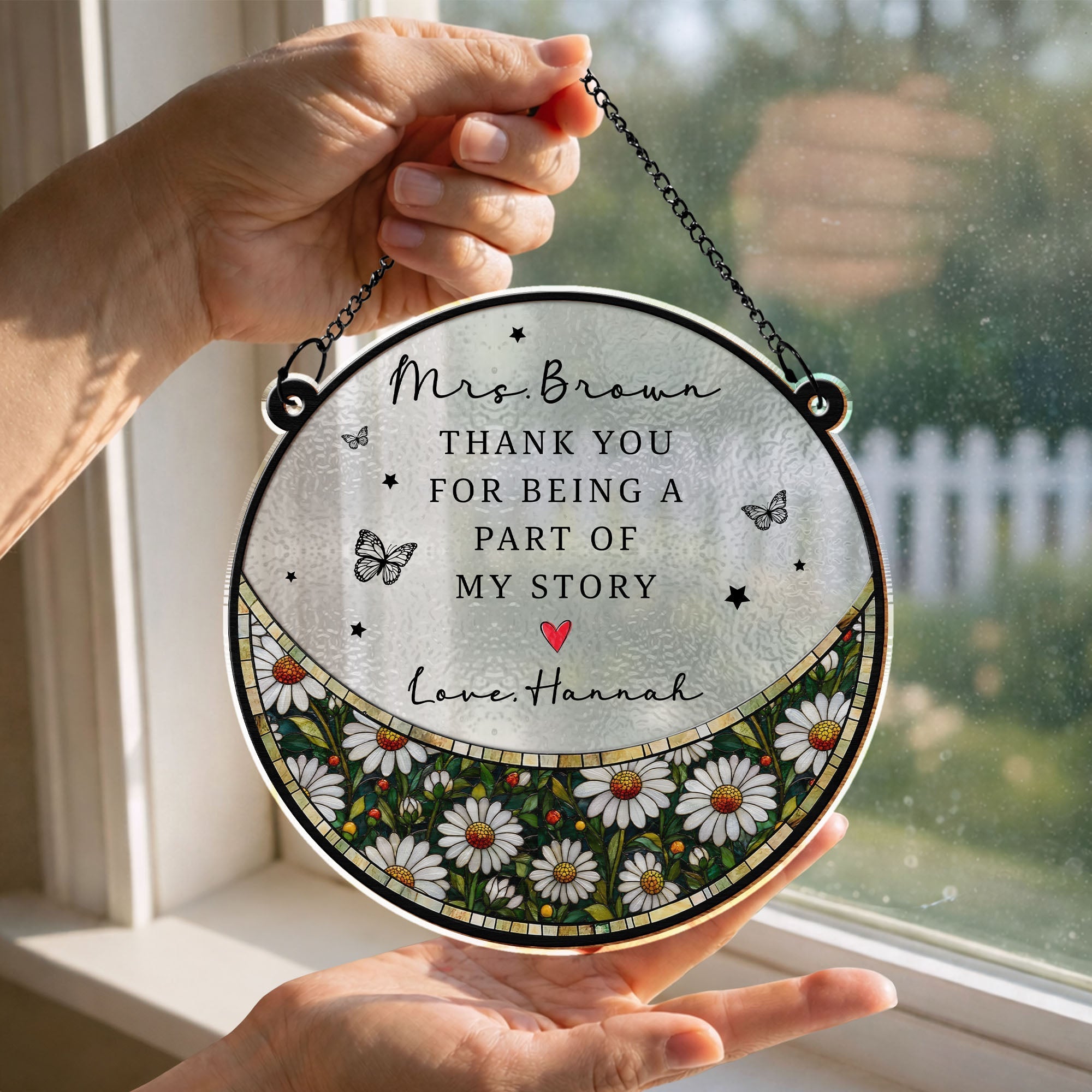 Personalized Stained Glass Suncatcher Custom Teacher Gift
