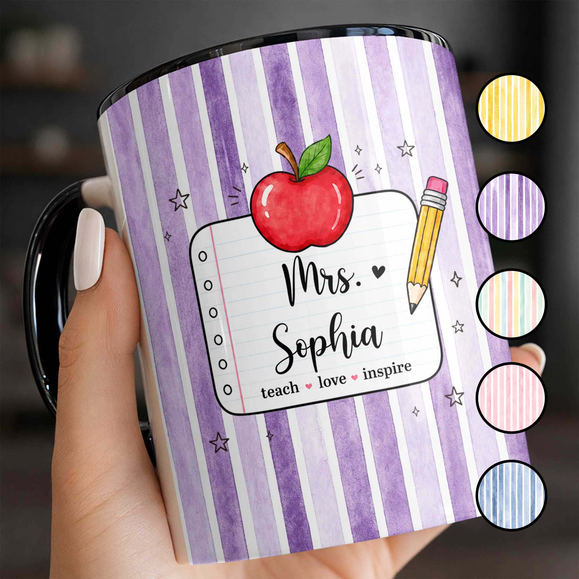 Personalized Apple Pencil Accent Mug Gift for Teacher