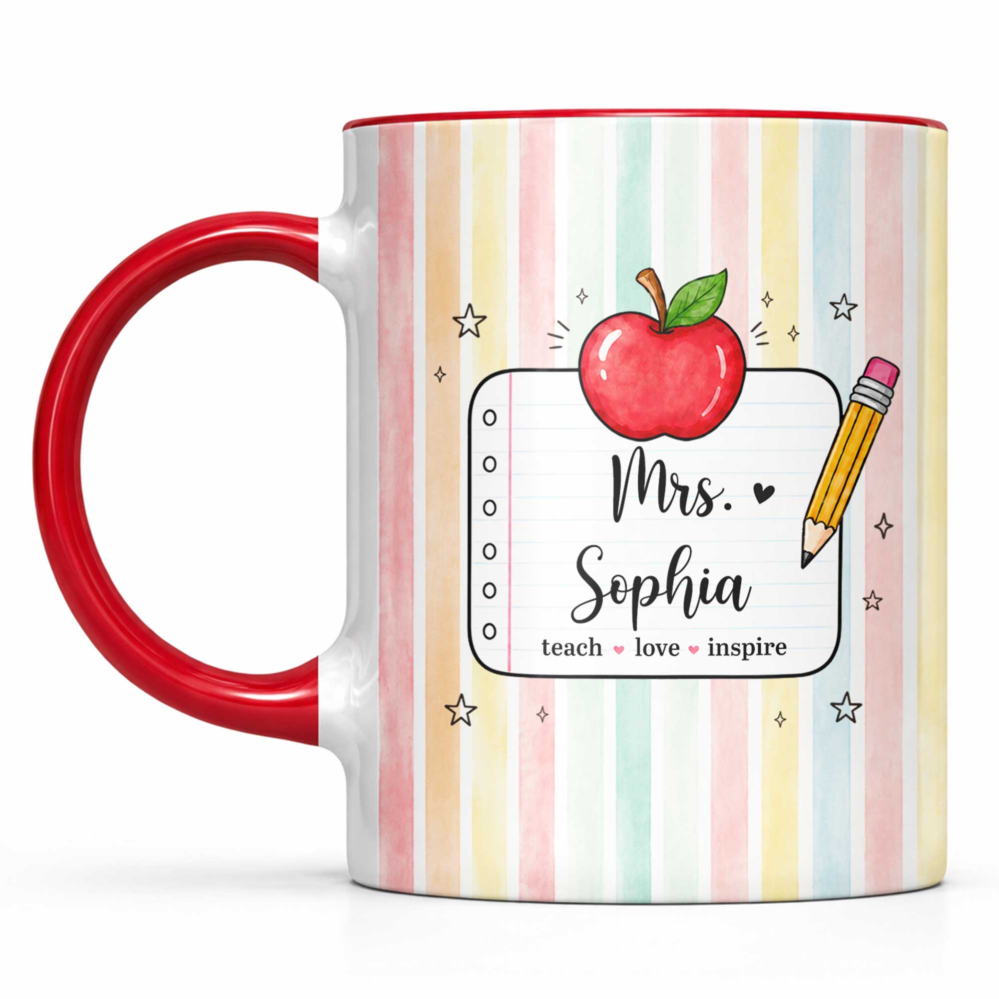 Personalized Apple Pencil Accent Mug Gift for Teacher