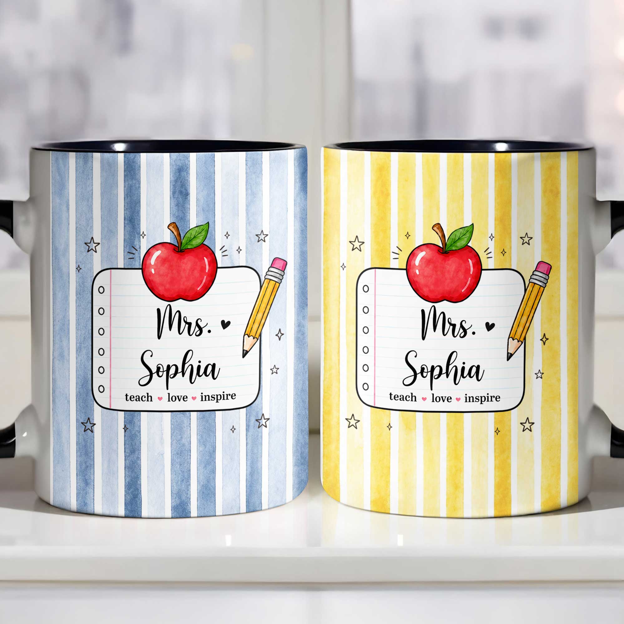 Personalized Apple Pencil Accent Mug Gift for Teacher