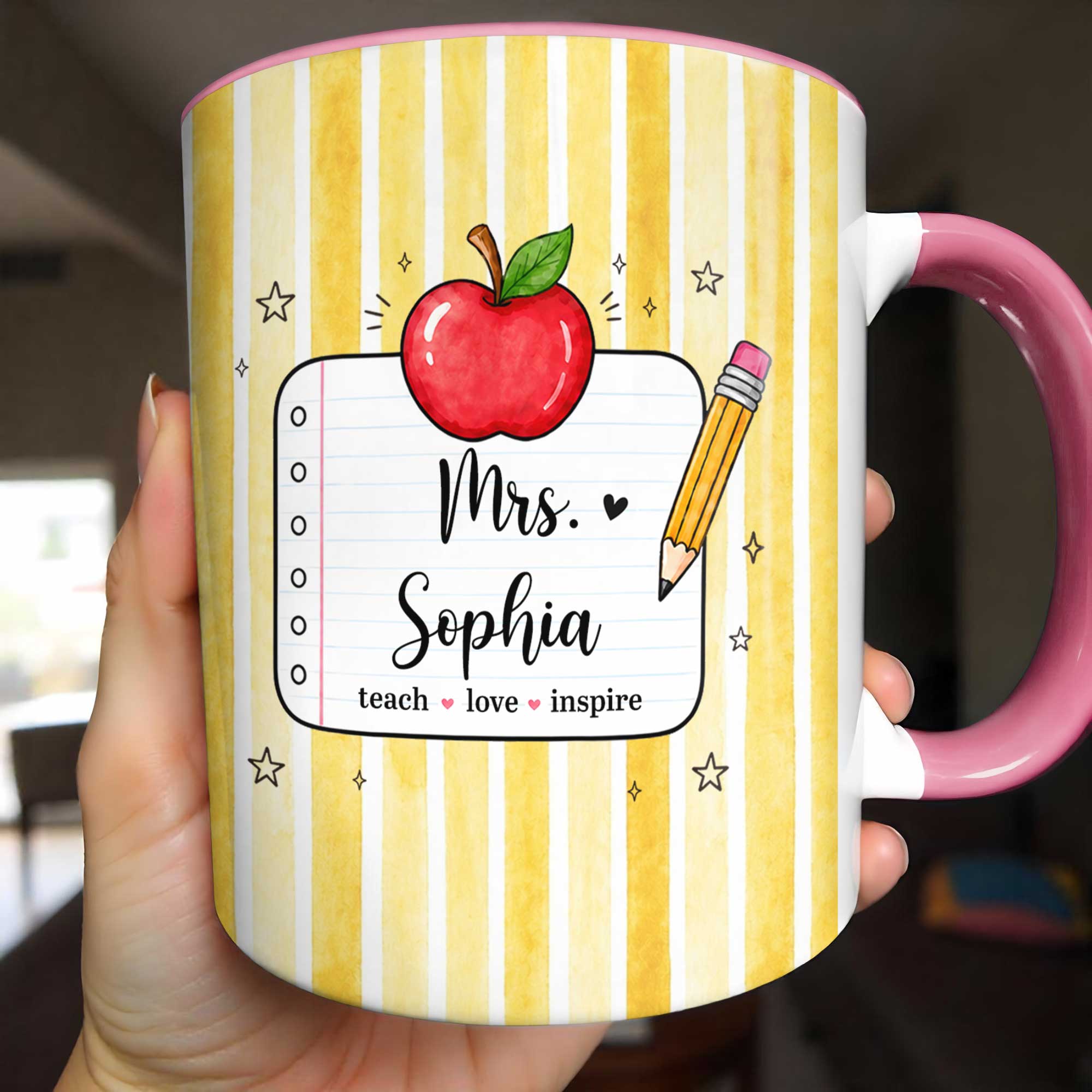 Personalized Apple Pencil Accent Mug Gift for Teacher