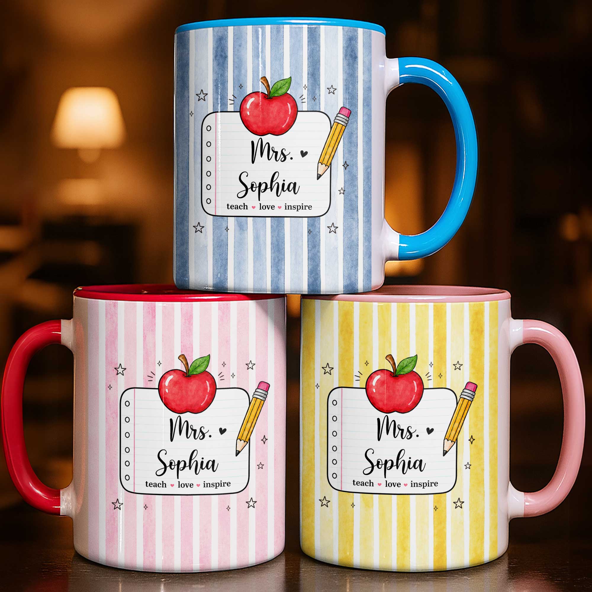 Personalized Apple Pencil Accent Mug Gift for Teacher