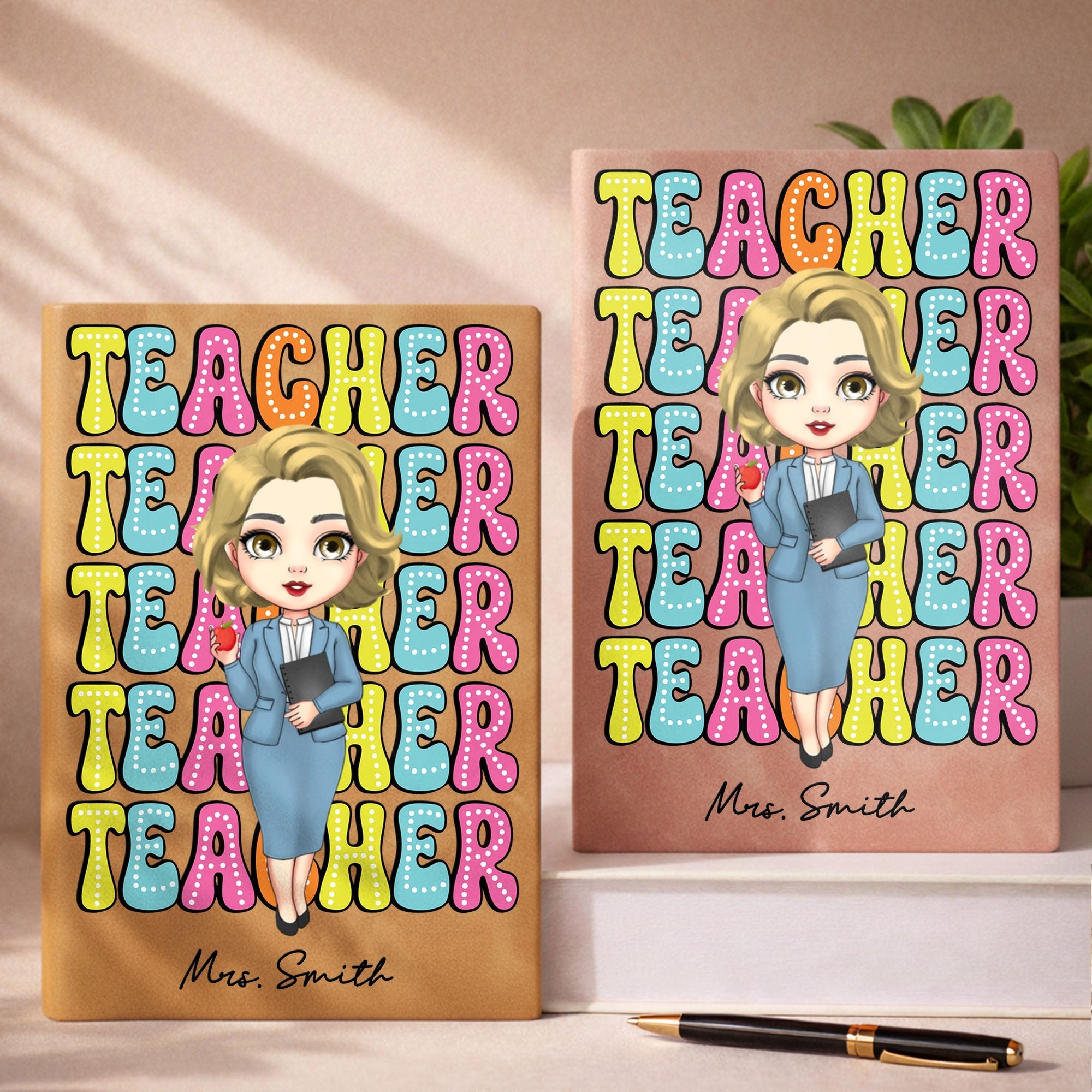 Personalized PU Leather Journal Custom Name Gift for Teachers