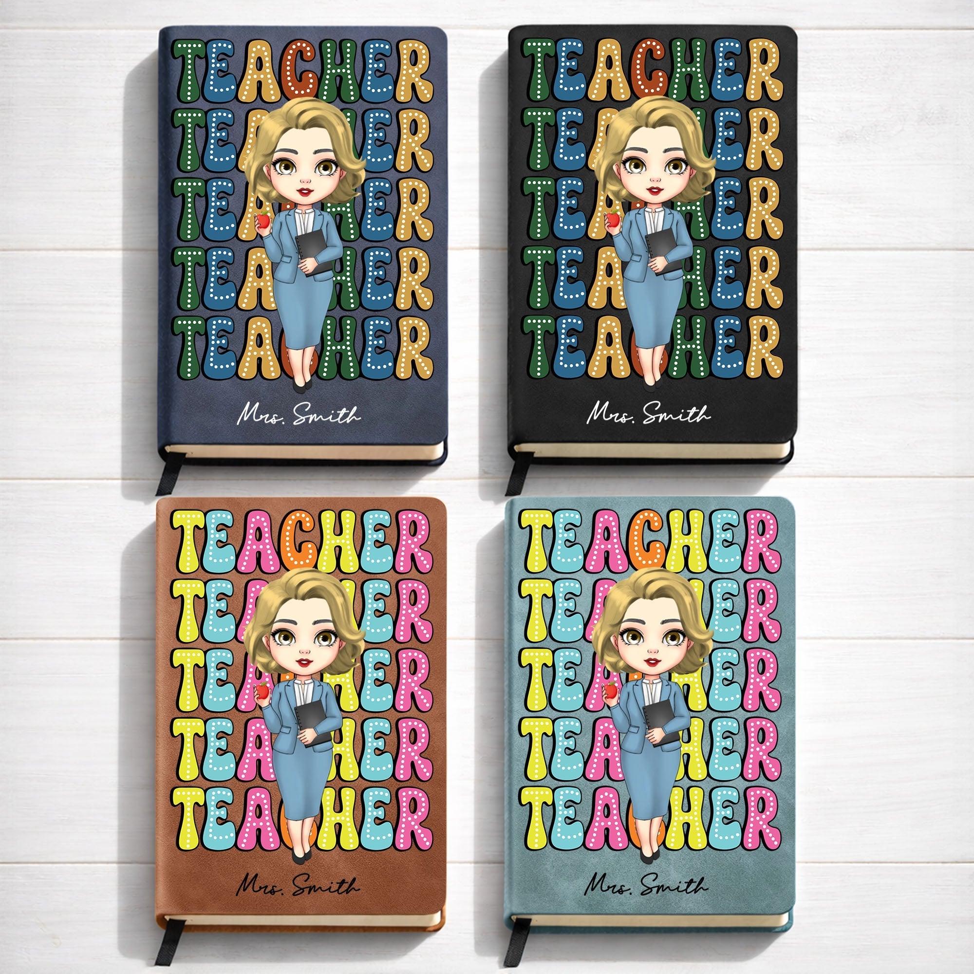 Personalized PU Leather Journal Custom Name Gift for Teachers