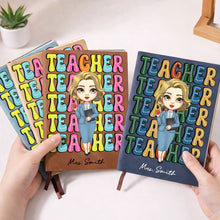 Load image into Gallery viewer, Personalized PU Leather Journal Custom Name Gift for Teachers
