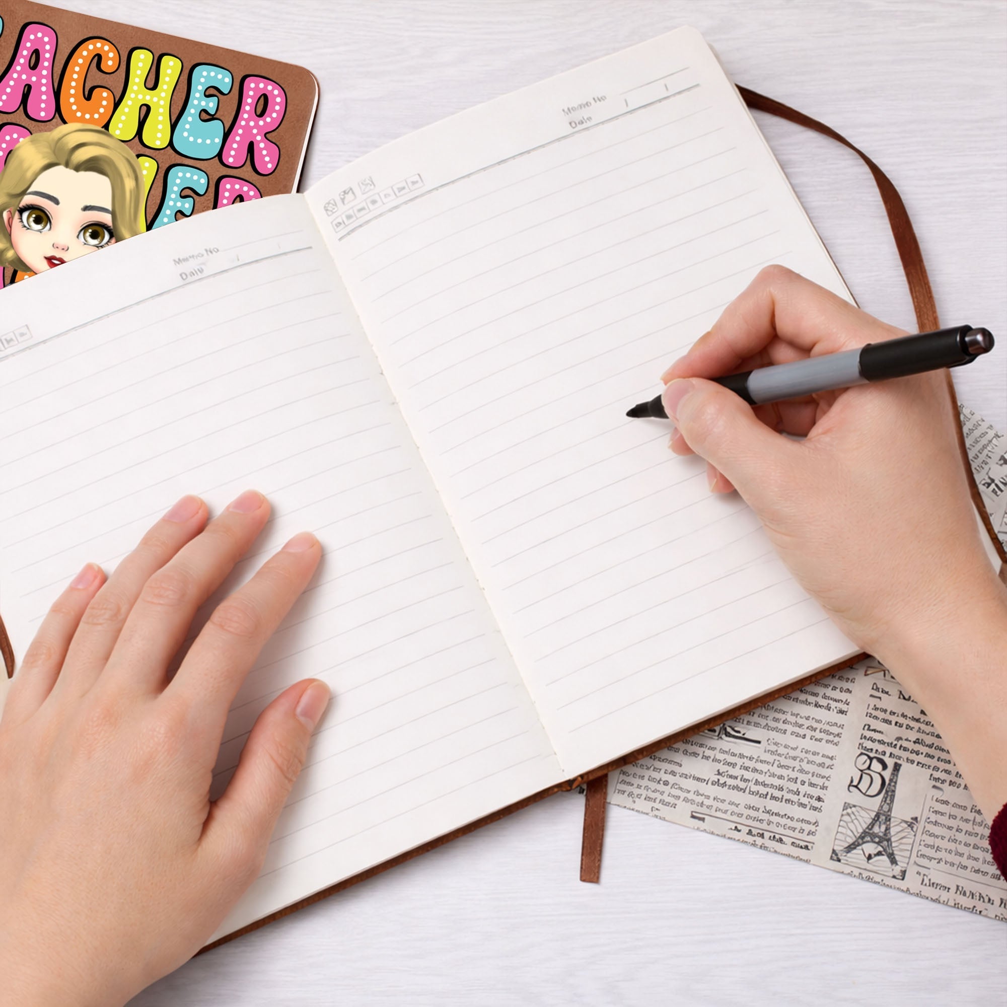 Personalized PU Leather Journal Custom Name Gift for Teachers
