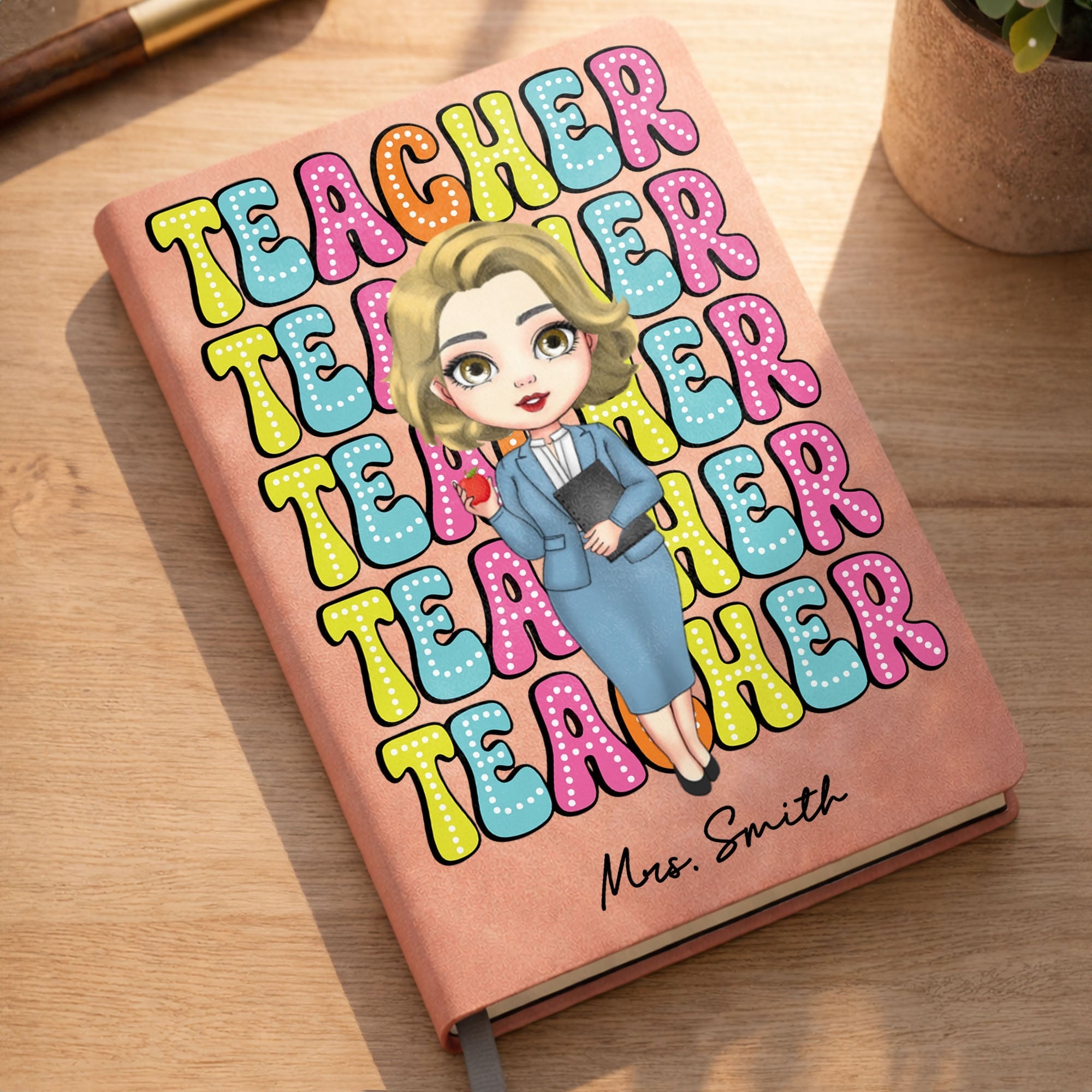 Personalized PU Leather Journal Custom Name Gift for Teachers