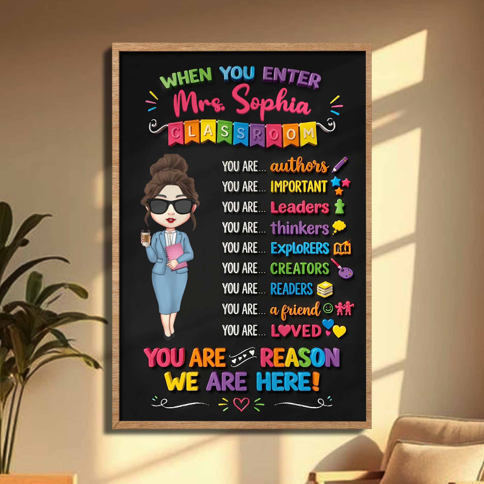 Personalized Teacher Classroom Vertical Poster Custom Name Gift