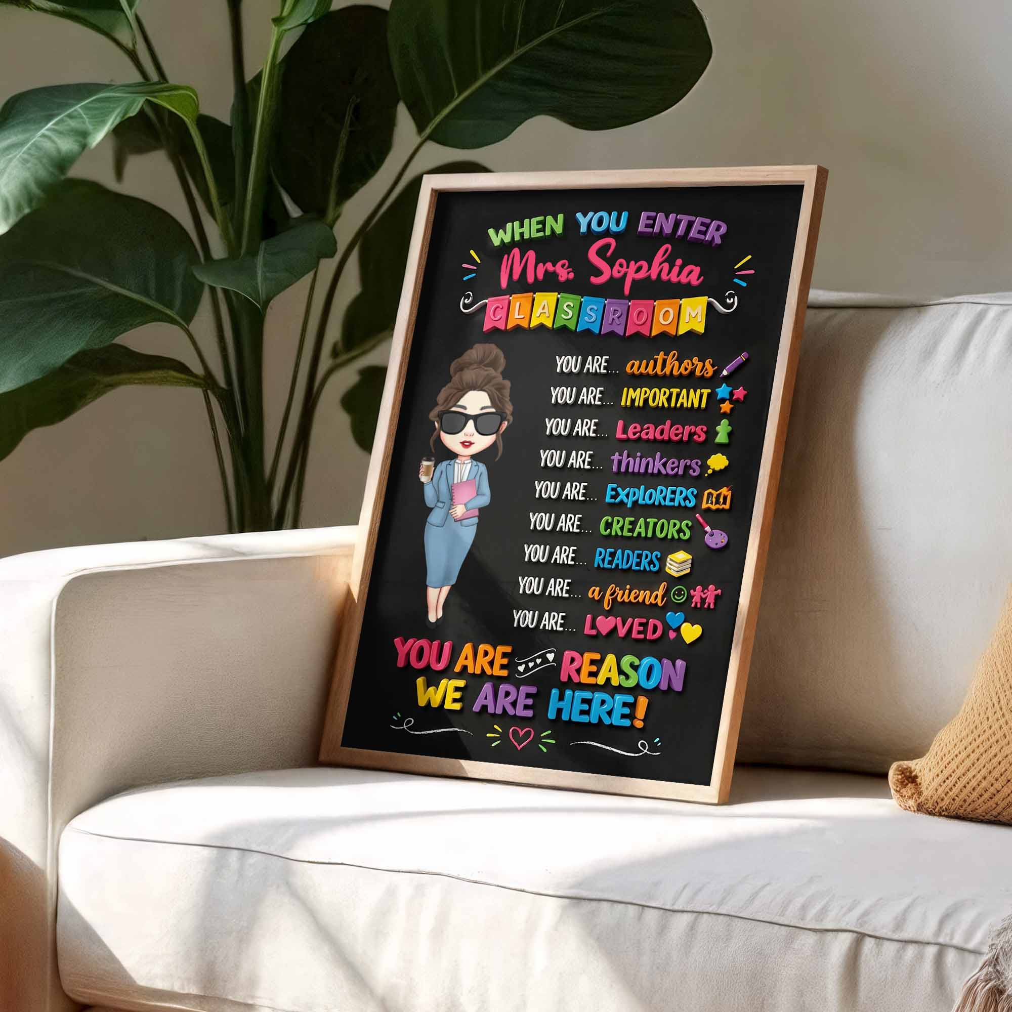 Personalized Teacher Classroom Vertical Poster Custom Name Gift