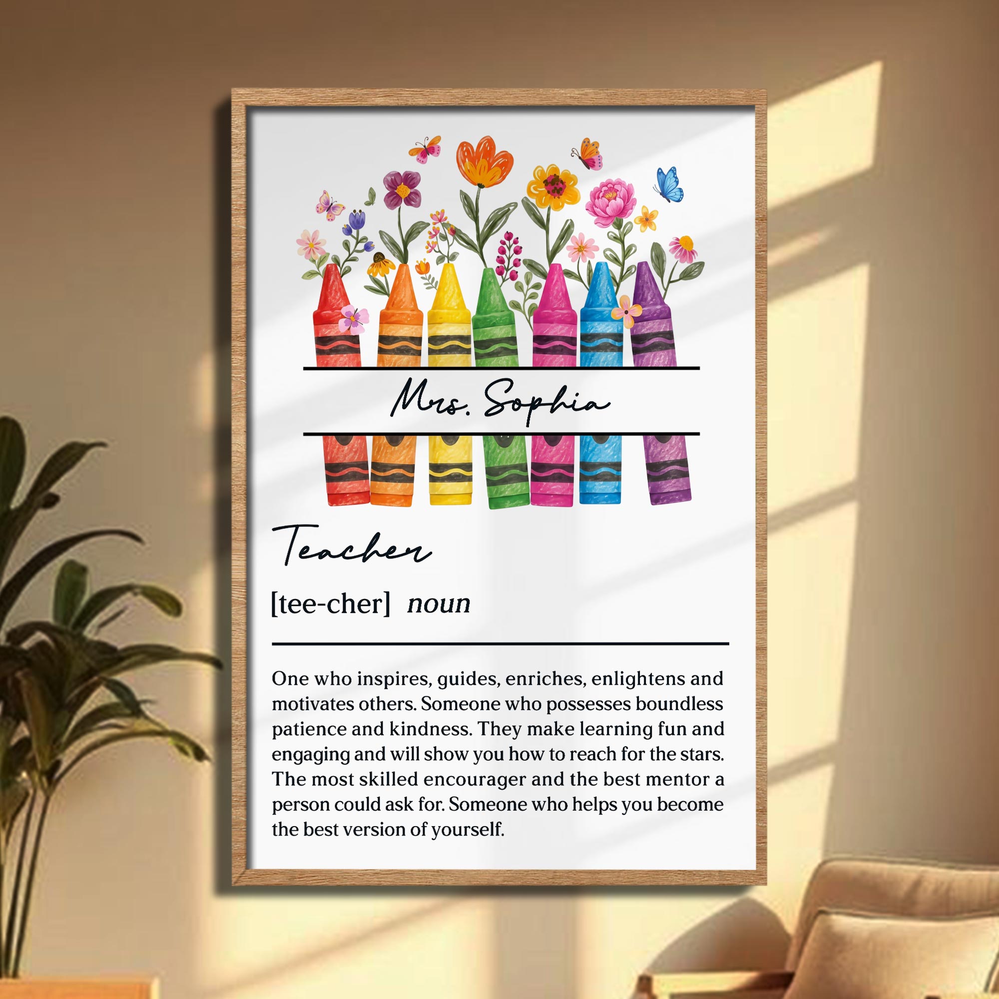 Personalized Teacher Definition Poster Custom Name Gift