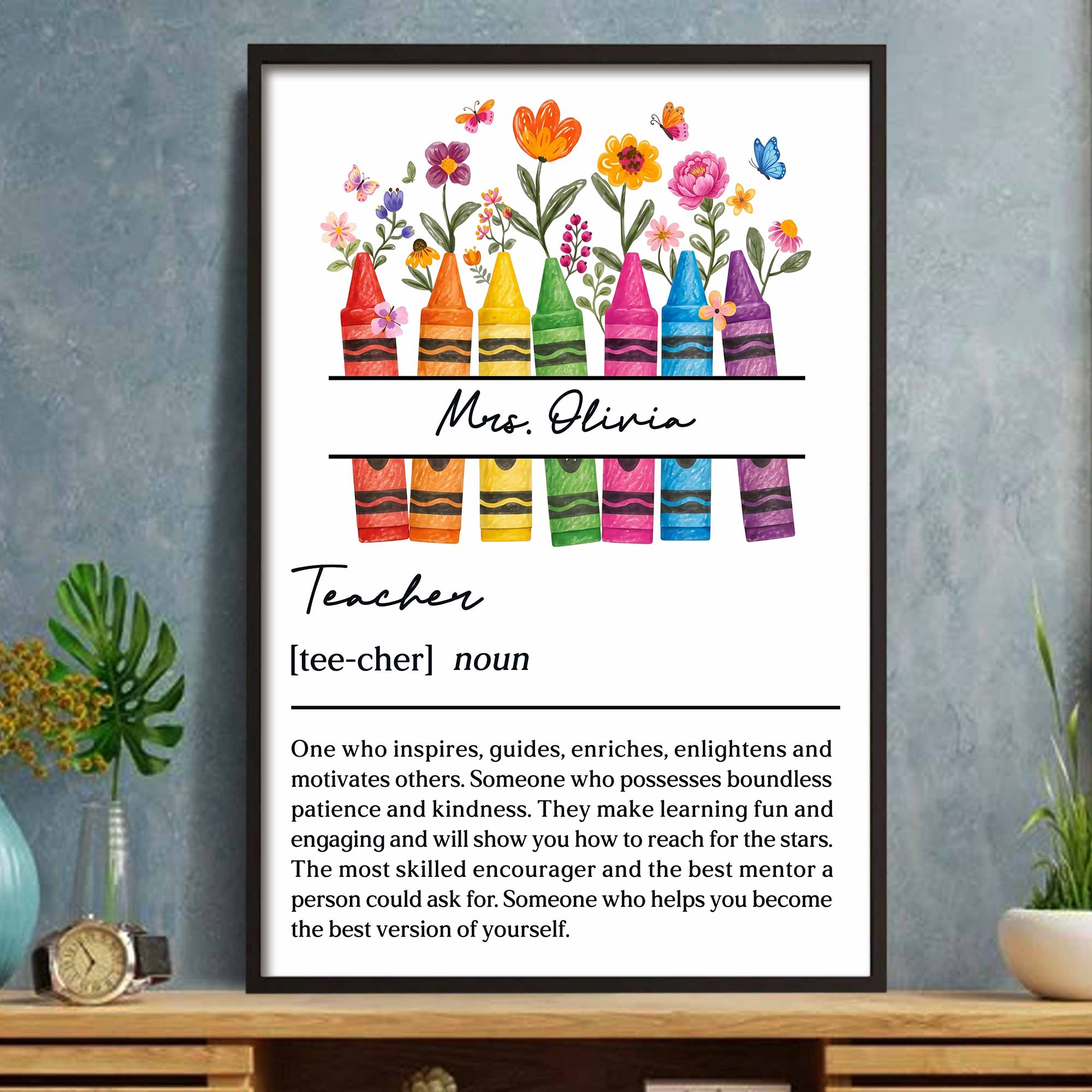 Personalized Teacher Definition Poster Custom Name Gift