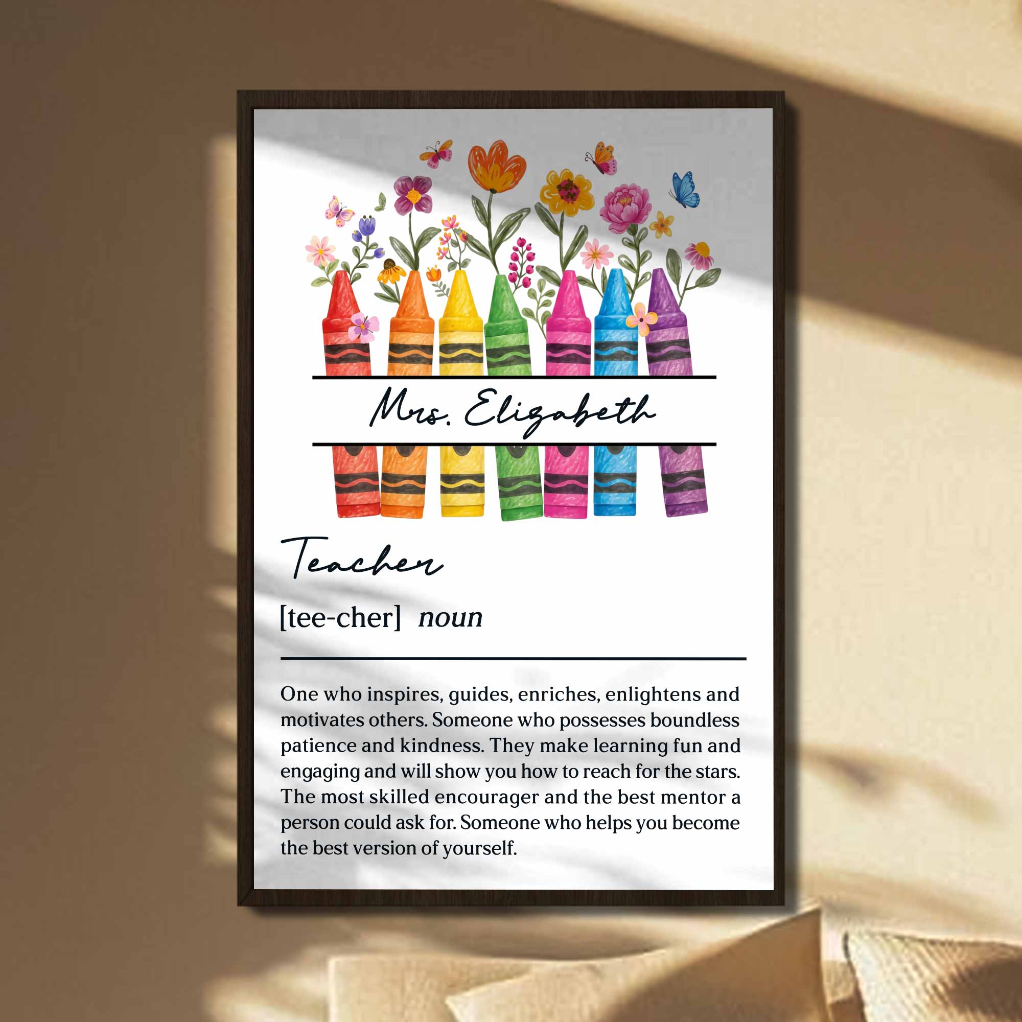 Personalized Teacher Definition Poster Custom Name Gift