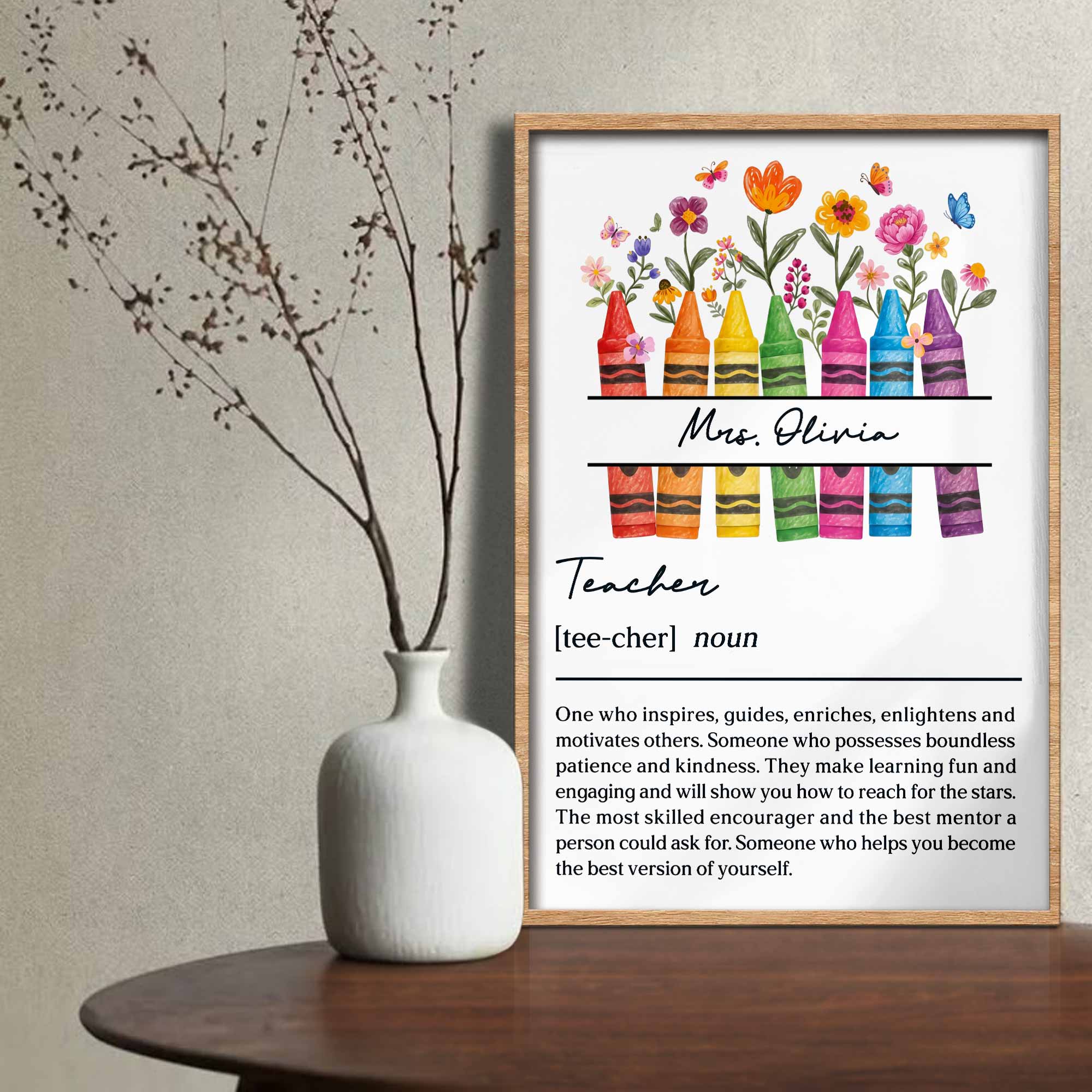 Personalized Teacher Definition Poster Custom Name Gift