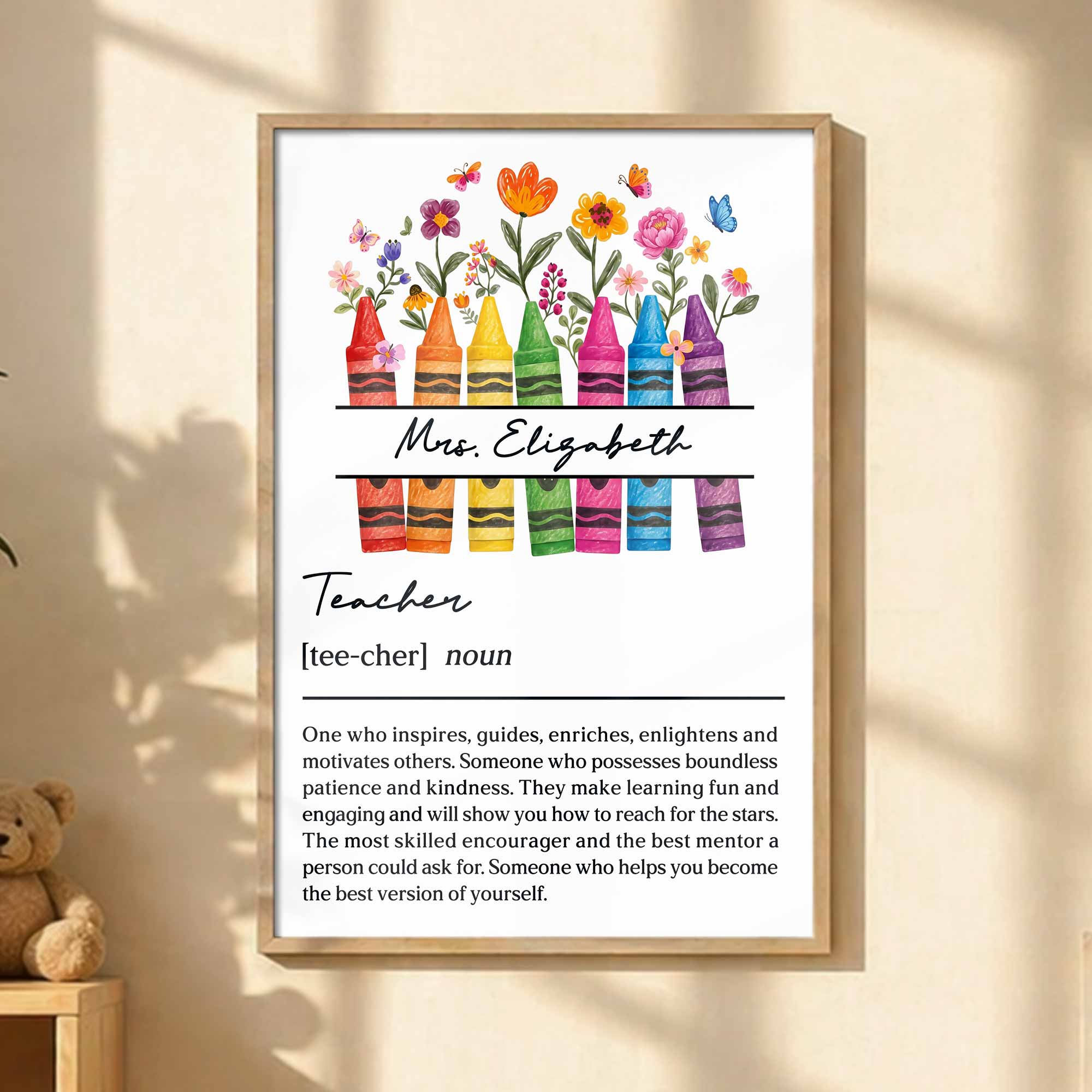 Personalized Teacher Definition Poster Custom Name Gift