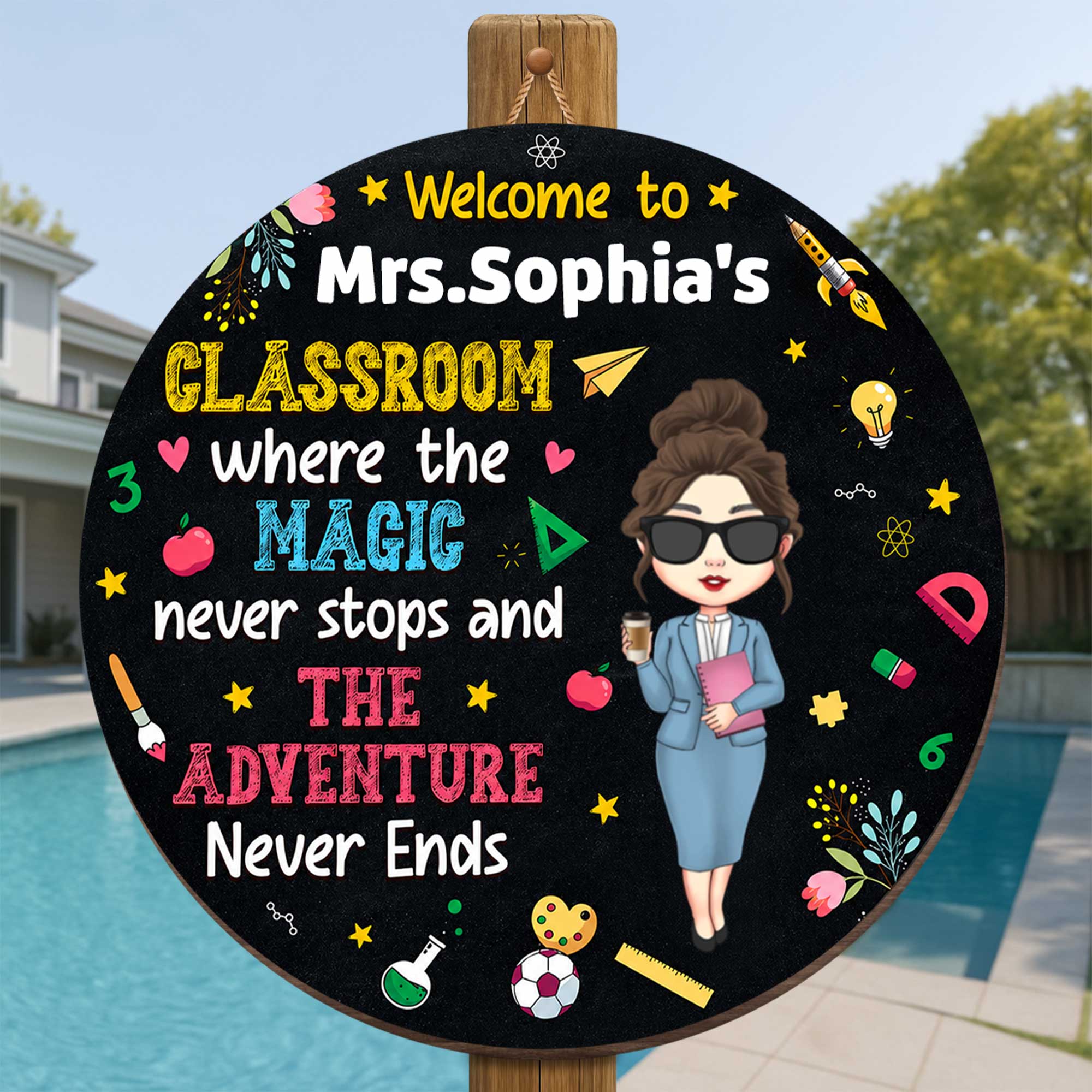 Personalized Classroom Wood Sign Custom Name Teacher Gift