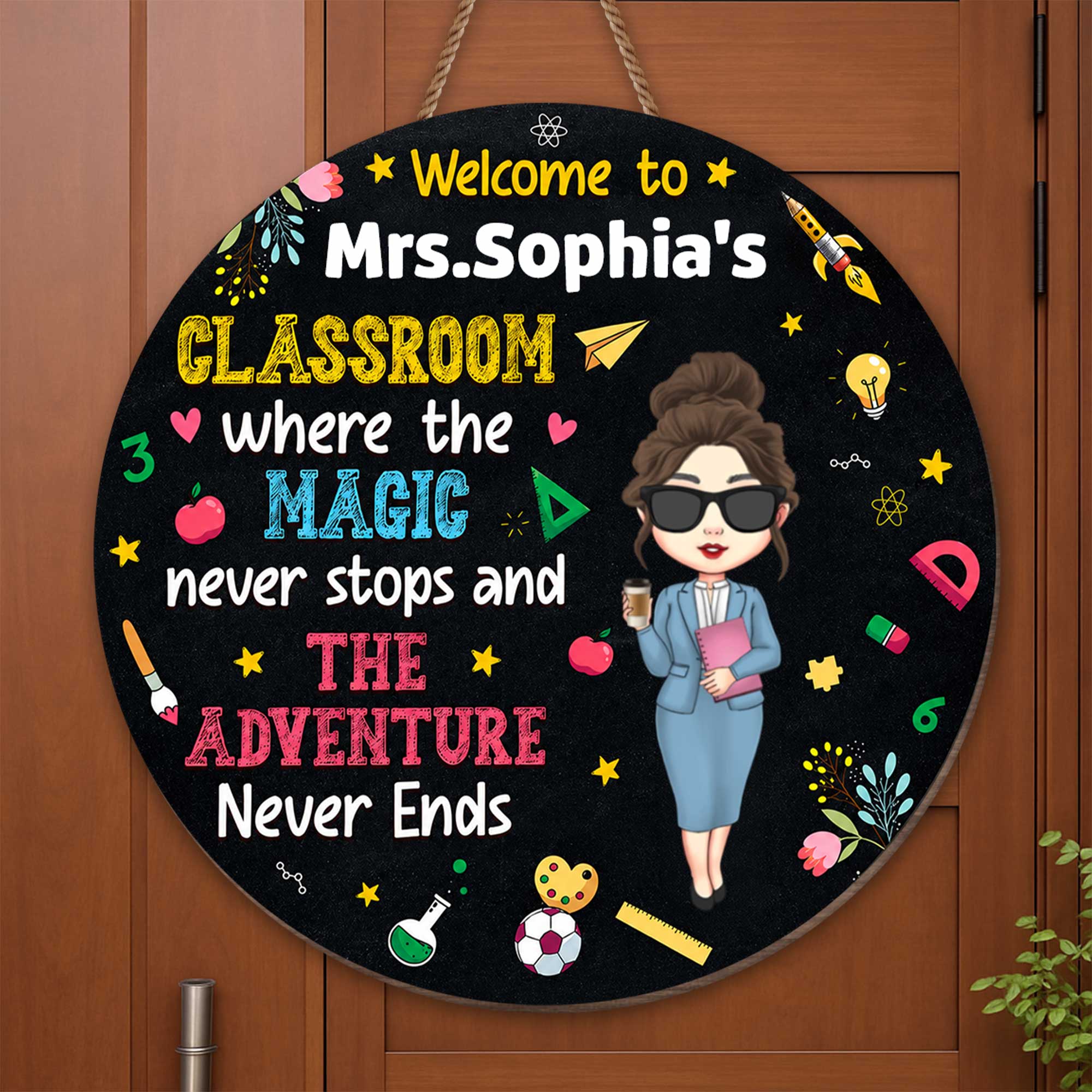 Personalized Classroom Wood Sign Custom Name Teacher Gift
