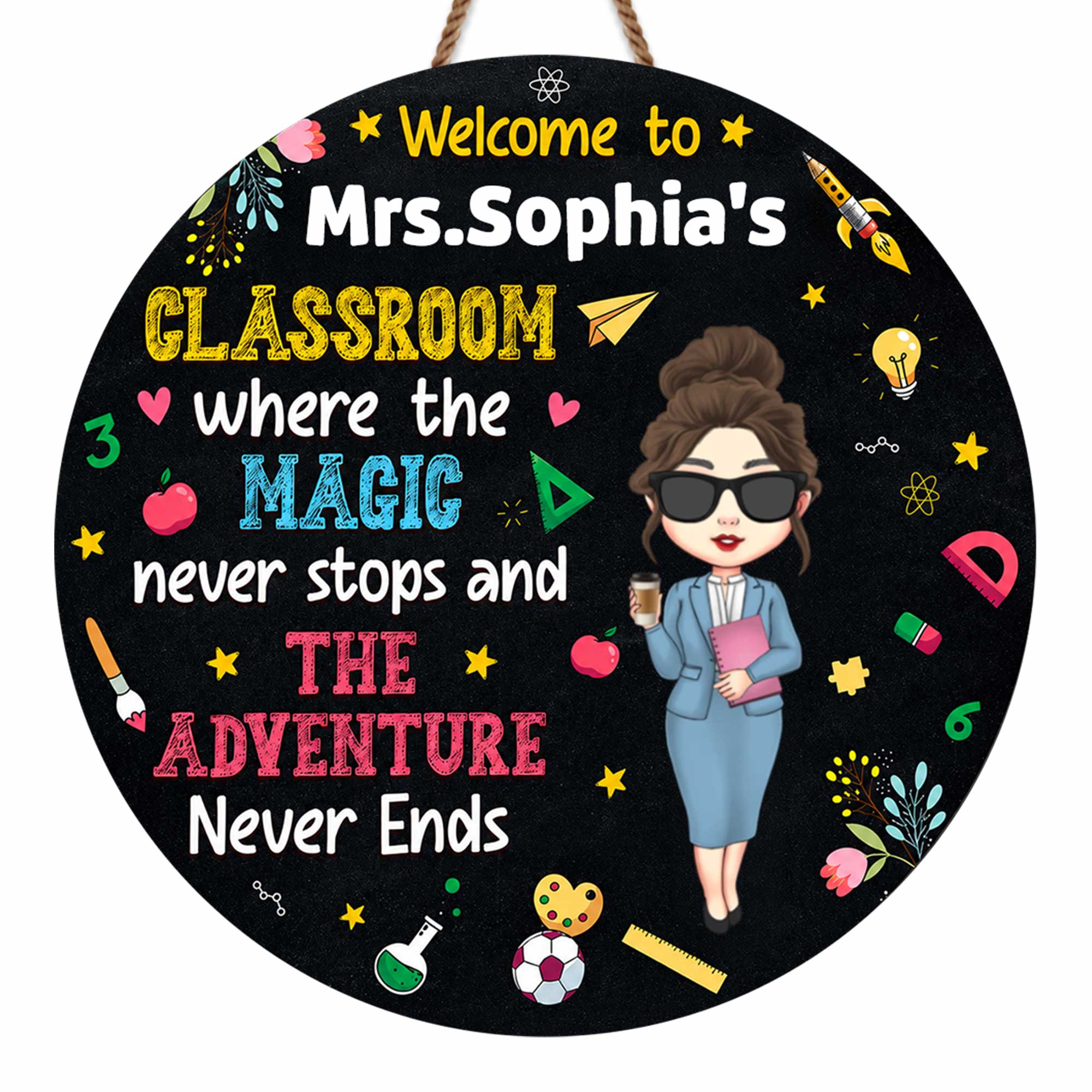 Personalized Classroom Wood Sign Custom Name Teacher Gift