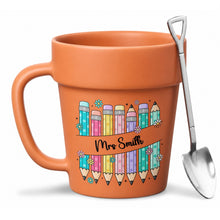 Load image into Gallery viewer, Personalized Plant Pot Ceramic Mug for Teachers with Flowers
