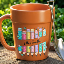 Load image into Gallery viewer, Personalized Plant Pot Ceramic Mug for Teachers with Flowers
