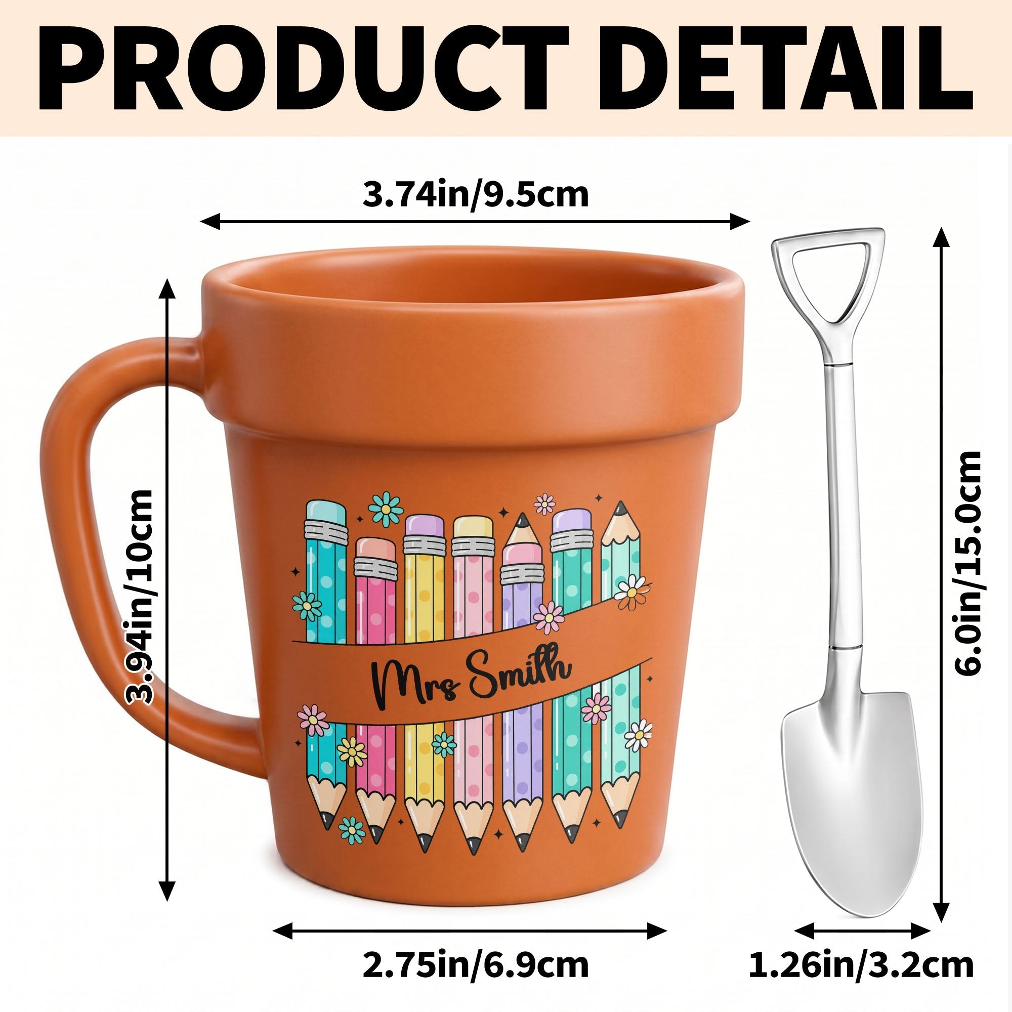 Personalized Plant Pot Ceramic Mug for Teachers with Flowers