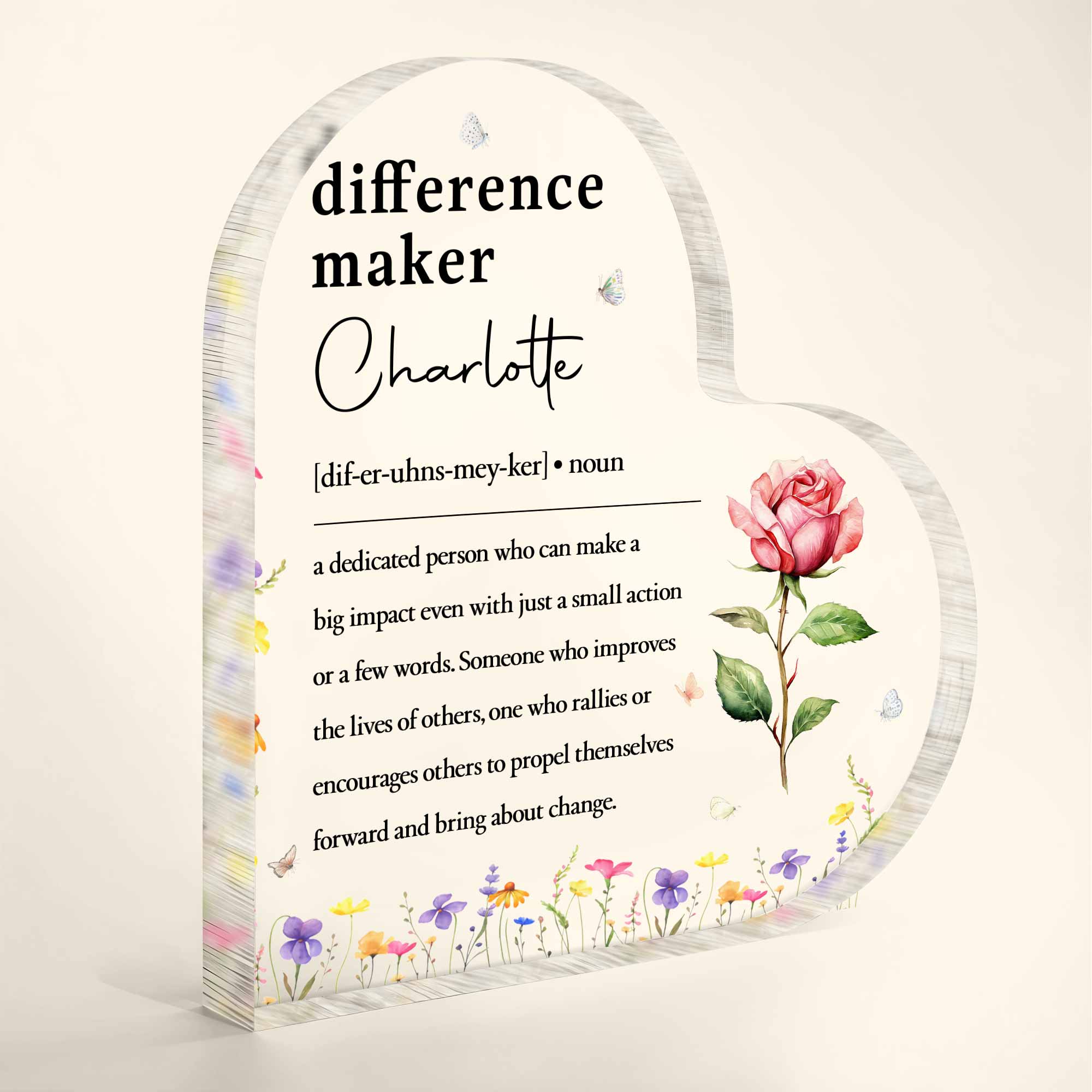 Personalized Heart Shaped Acrylic Plaque Custom Name Gift for Teacher