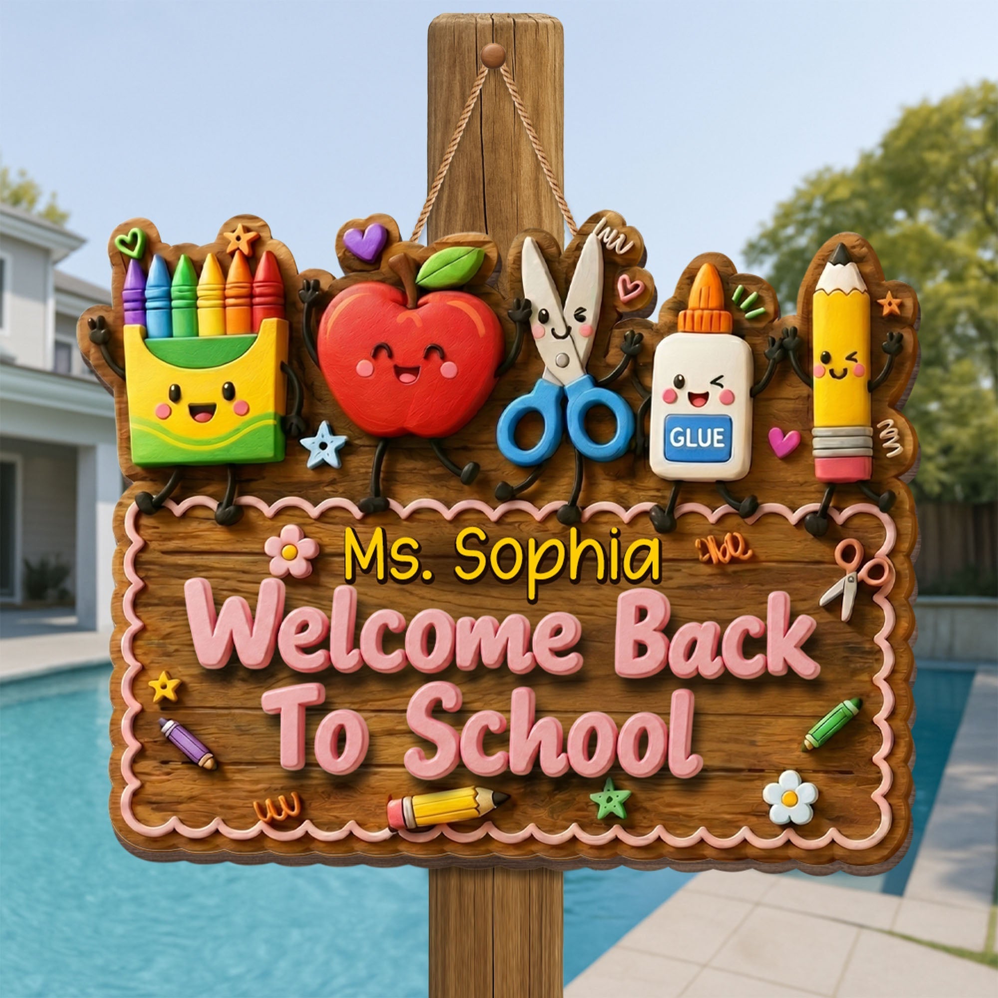 Personalized Custom Shaped Wood Sign for Backyard BBQ Gift