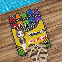 Load image into Gallery viewer, Personalized Crayon Box Doormat Custom Teacher Gift
