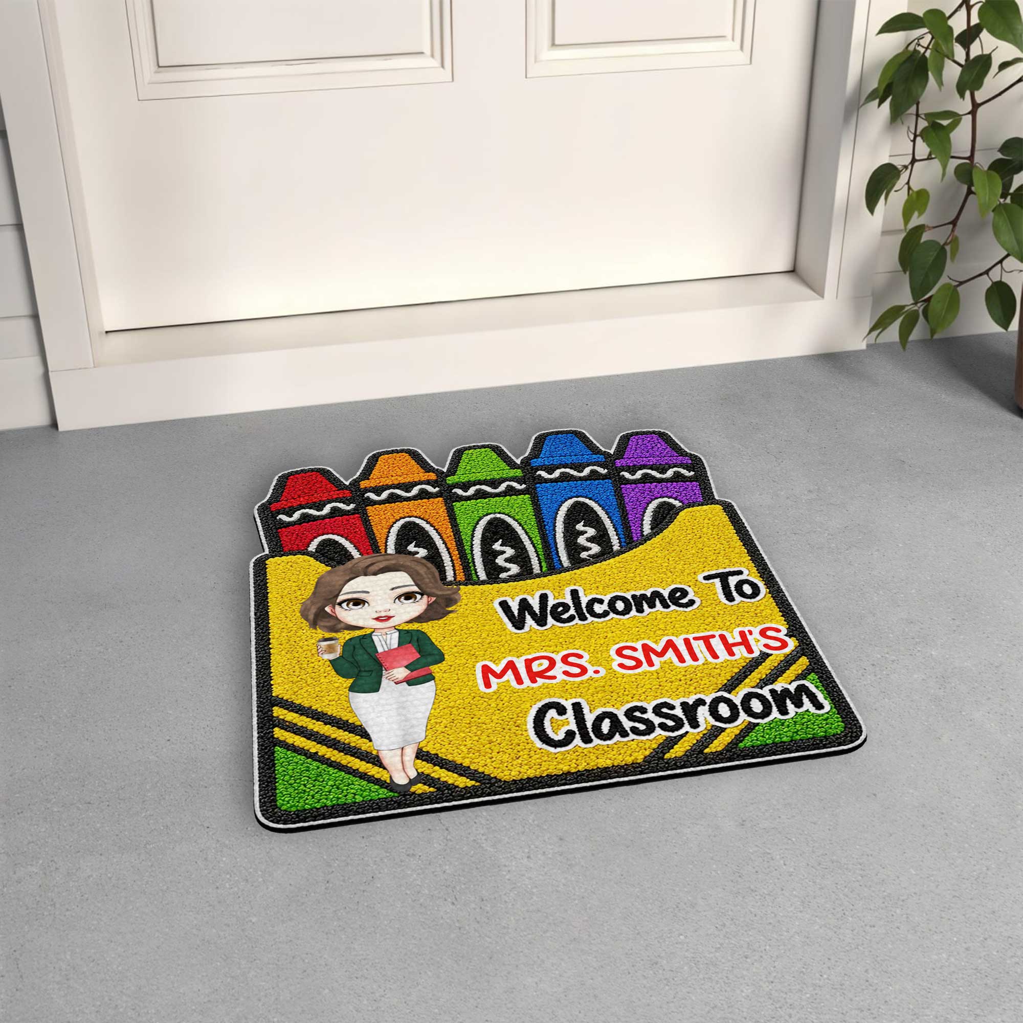 Personalized Crayon Box Doormat Custom Teacher Gift