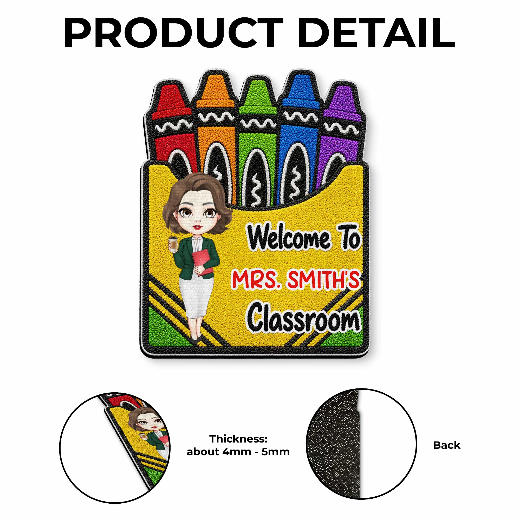 Personalized Crayon Box Doormat Custom Teacher Gift