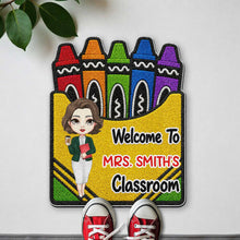 Load image into Gallery viewer, Personalized Crayon Box Doormat Custom Teacher Gift
