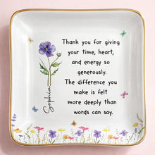 Load image into Gallery viewer, Personalized Custom Jewelry Dish with Birth Month Flower Gift for Teacher
