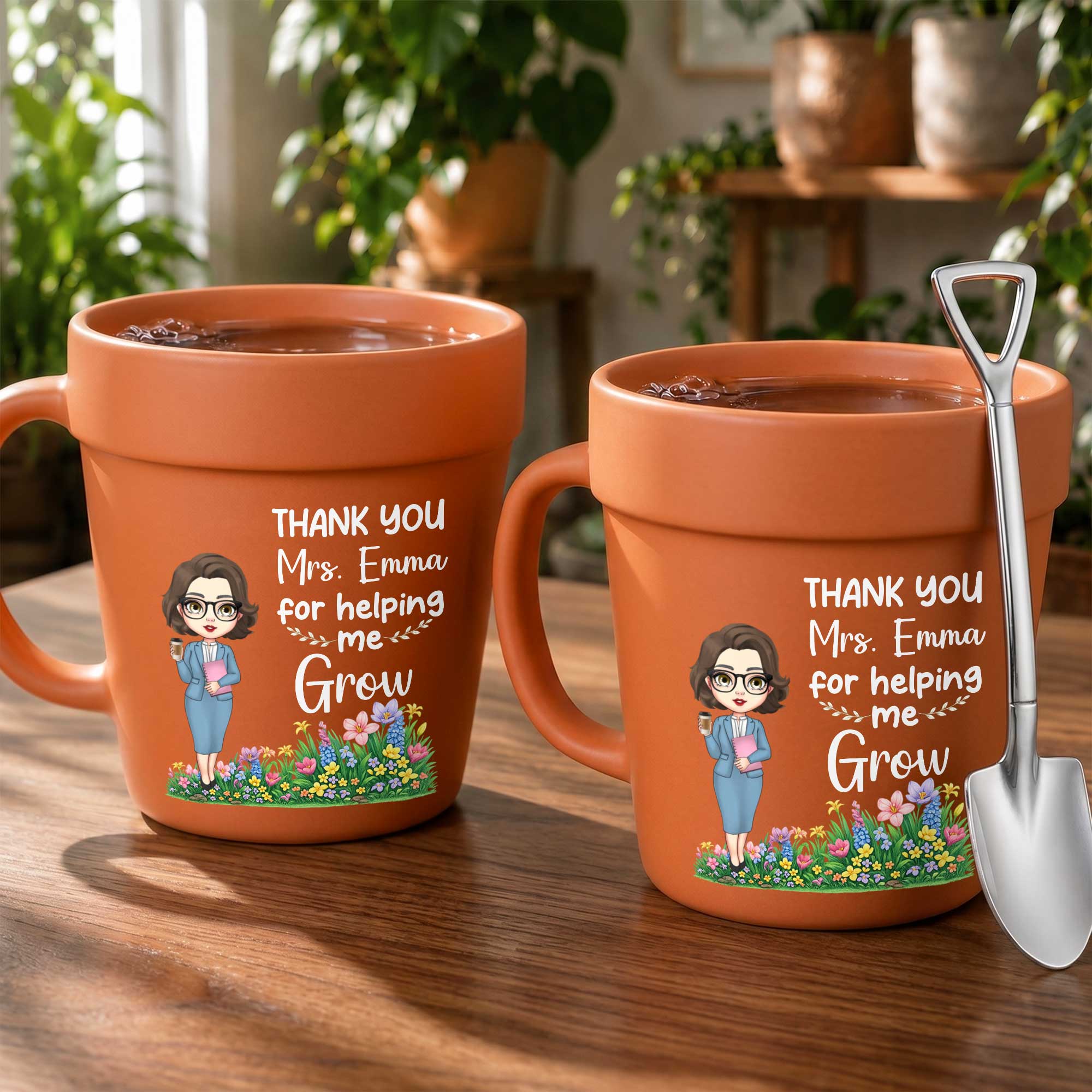 Personalized Plant Pot Mug Thank You Gift for Teacher