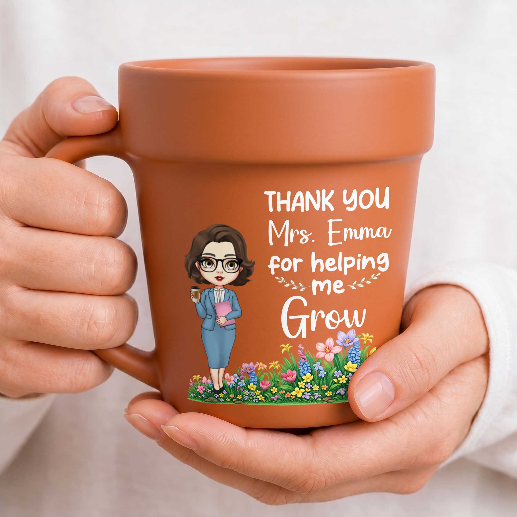 Personalized Plant Pot Mug Thank You Gift for Teacher
