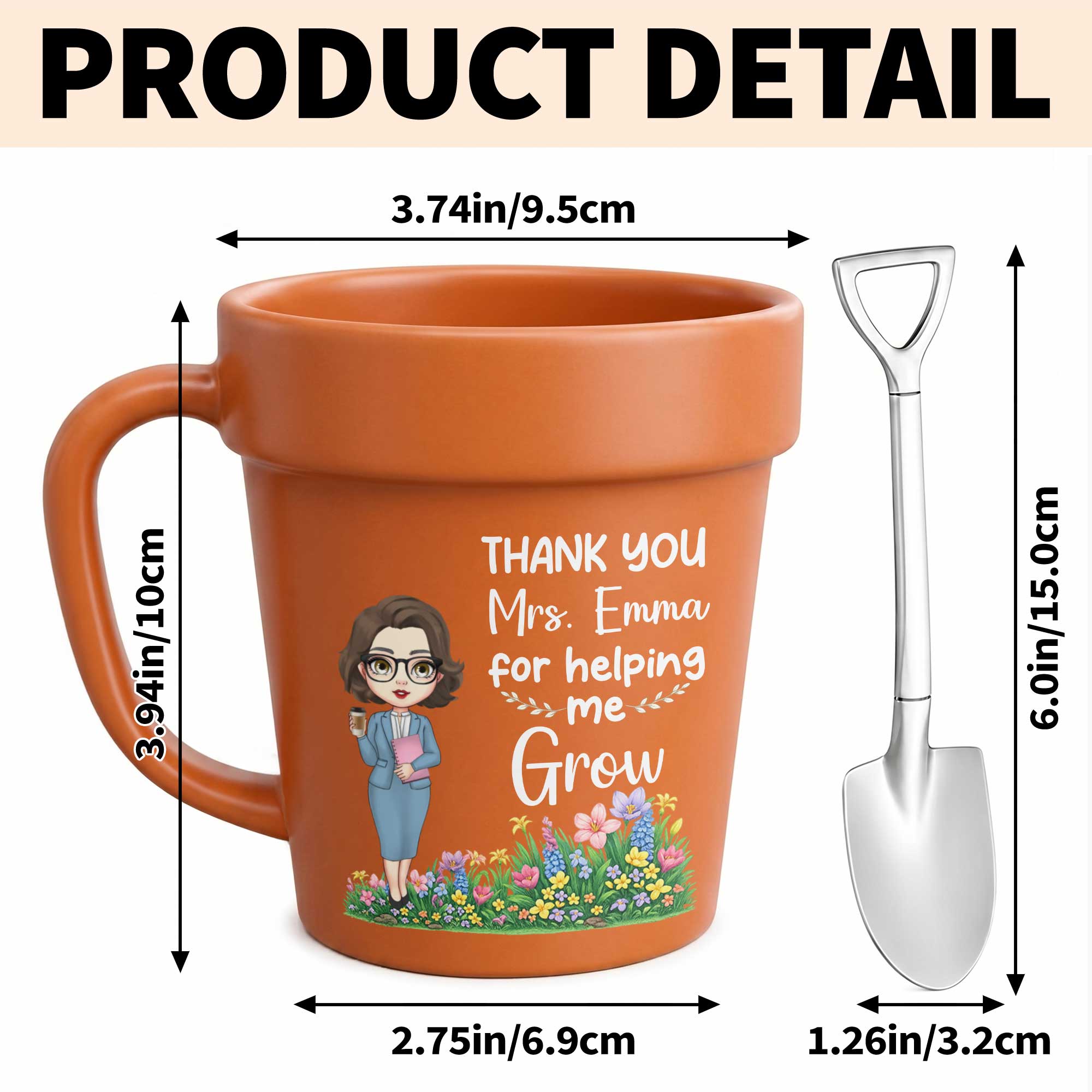 Personalized Plant Pot Mug Thank You Gift for Teacher