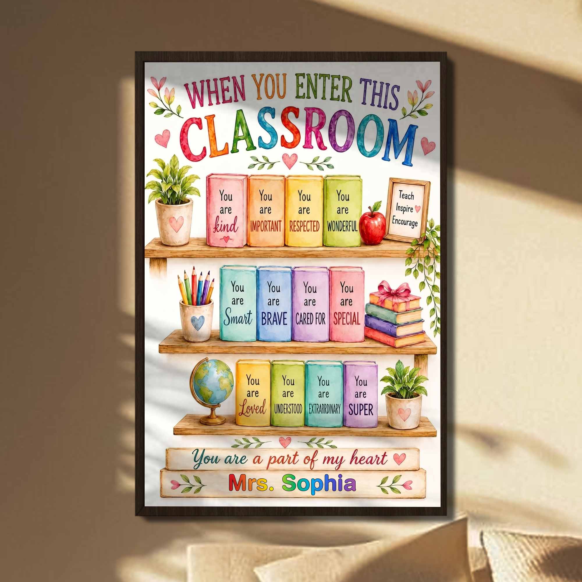 Personalized Teacher Heart Message Vertical Poster Custom Gift