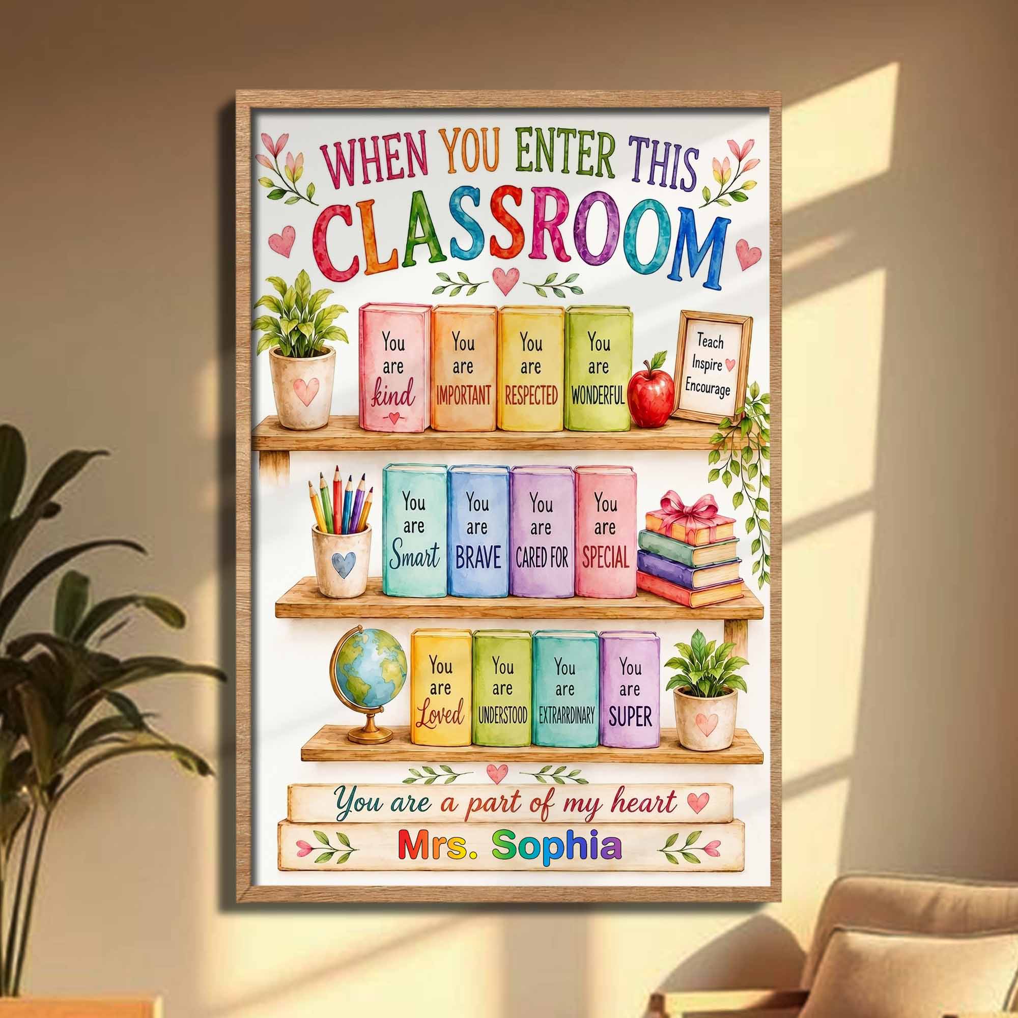 Personalized Teacher Heart Message Vertical Poster Custom Gift