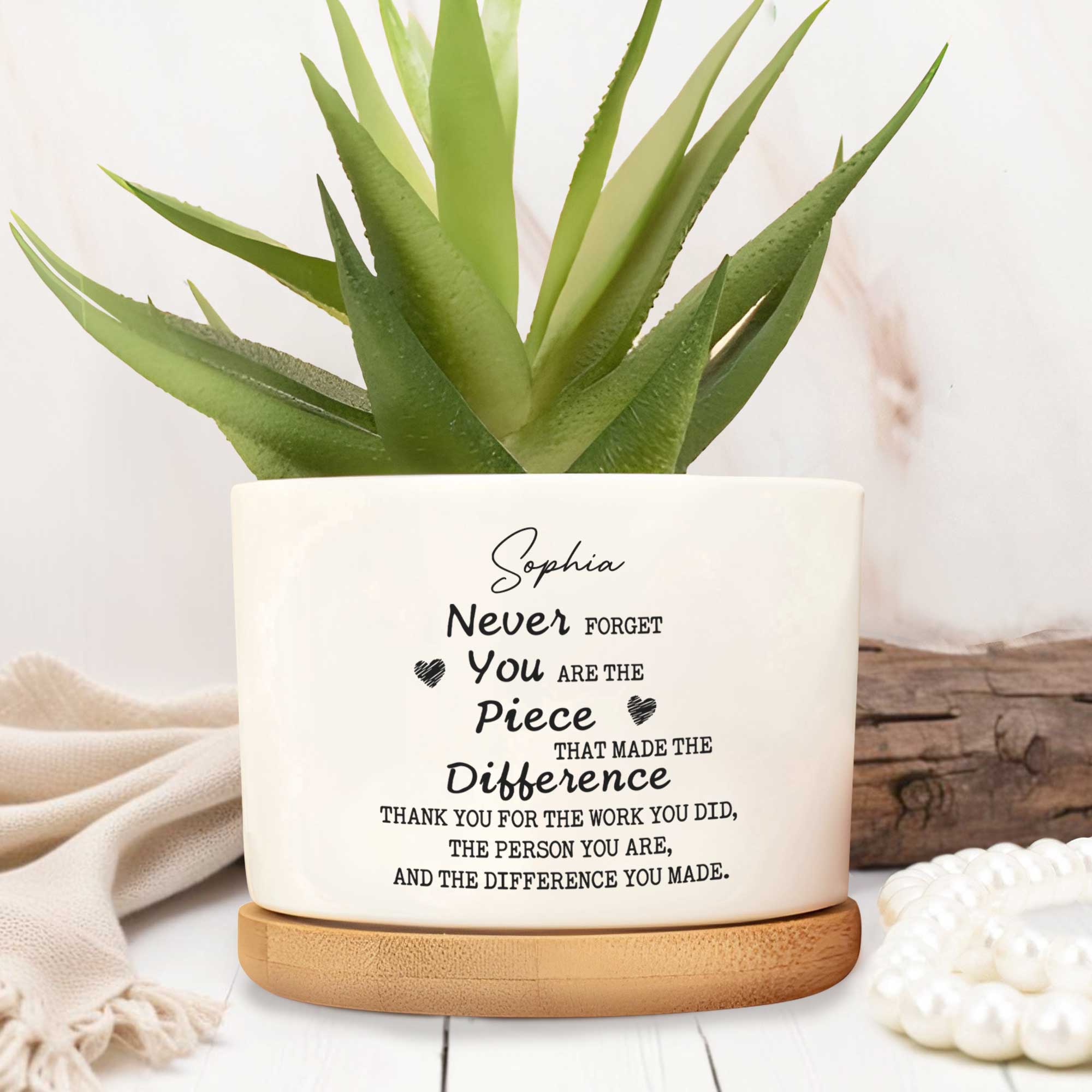 Personalized Ceramic Plant Pot Custom Message Gift for Teacher
