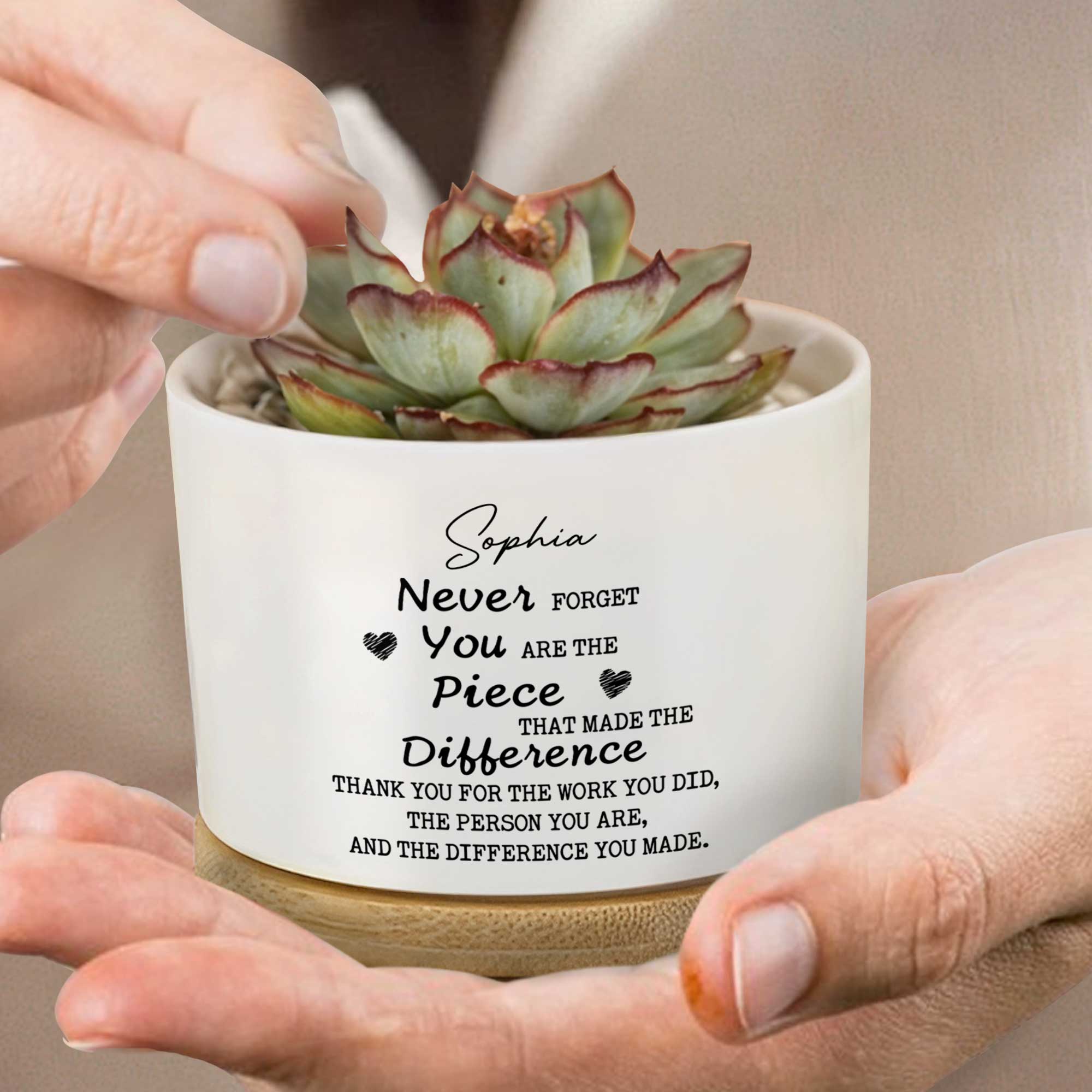 Personalized Ceramic Plant Pot Custom Message Gift for Teacher