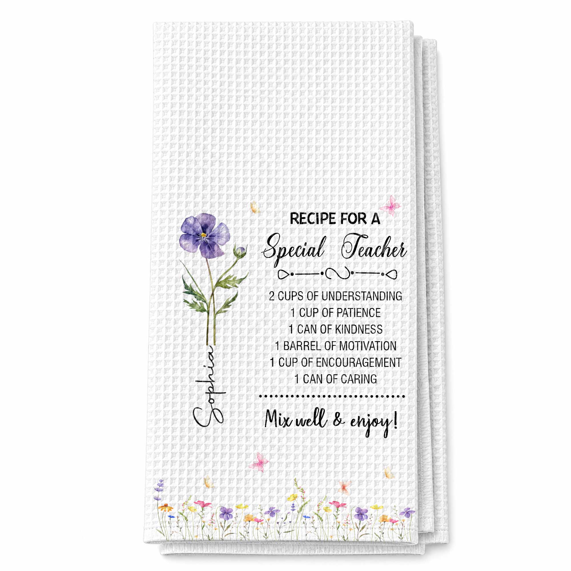 Personalized Teacher Kitchen Towel Custom Name Gift Idea