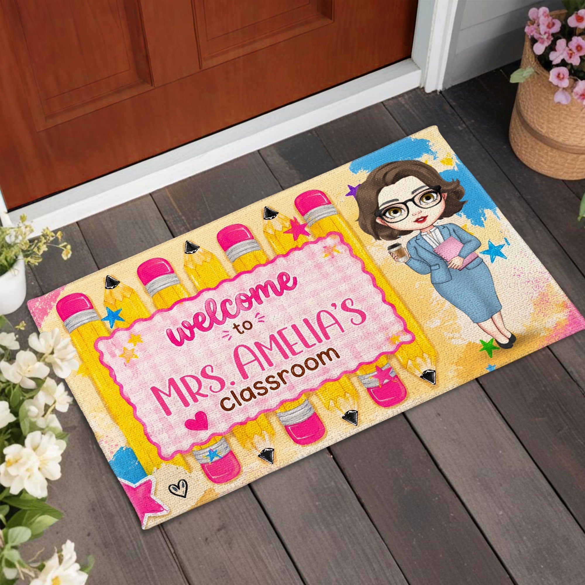 Personalized Teacher Doormat Welcome to My Classroom Gift