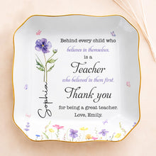 Load image into Gallery viewer, Personalized Lace Square Jewelry Dish Custom Teacher Gift
