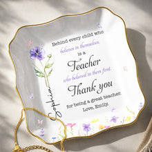 Load image into Gallery viewer, Personalized Lace Square Jewelry Dish Custom Teacher Gift
