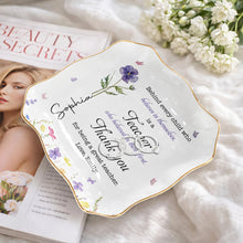 Load image into Gallery viewer, Personalized Lace Square Jewelry Dish Custom Teacher Gift
