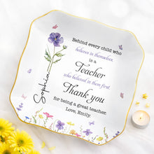 Load image into Gallery viewer, Personalized Lace Square Jewelry Dish Custom Teacher Gift
