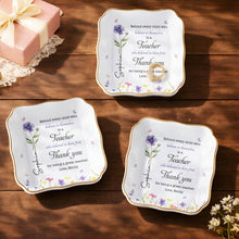 Load image into Gallery viewer, Personalized Lace Square Jewelry Dish Custom Teacher Gift
